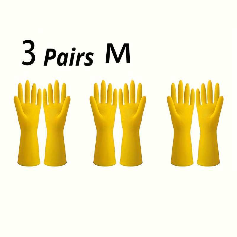 3 Pairs Of Thickened Rubber Dishwashing Gloves  Size M Household Cleaning Gloves