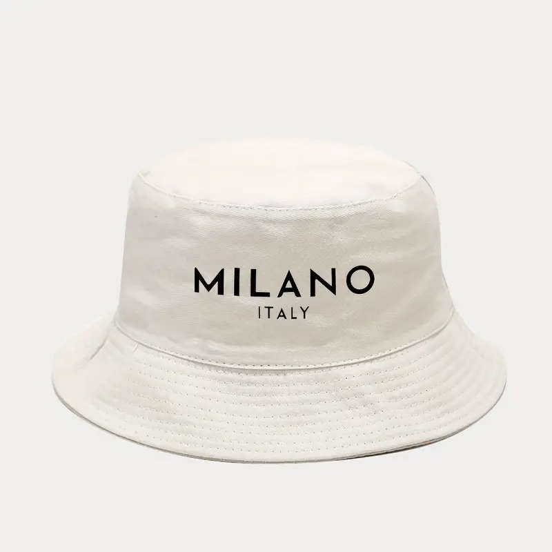1pc MILANO ITALY Printed Bucket Hat Breathable Sun Hat Outdoor Sports Vacation Travel Foldable Fishe