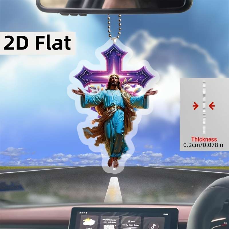 1pc 2D Flat   of  Printed Luminous Cross-Themed Acrylic Hanging Decoration Multifuncti