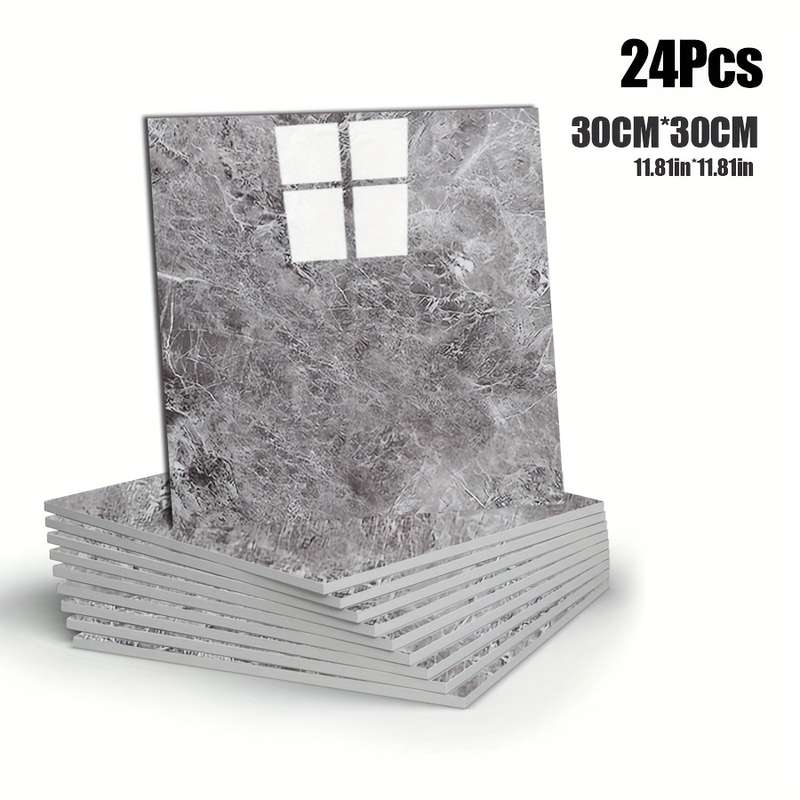 24pcs Wall StickersMarble Light gray