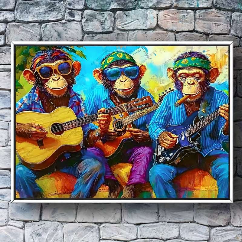 1000pcs Jigsaw Puzzle Playful Monkeys with Guitars Scene High-Quality Paper Mul