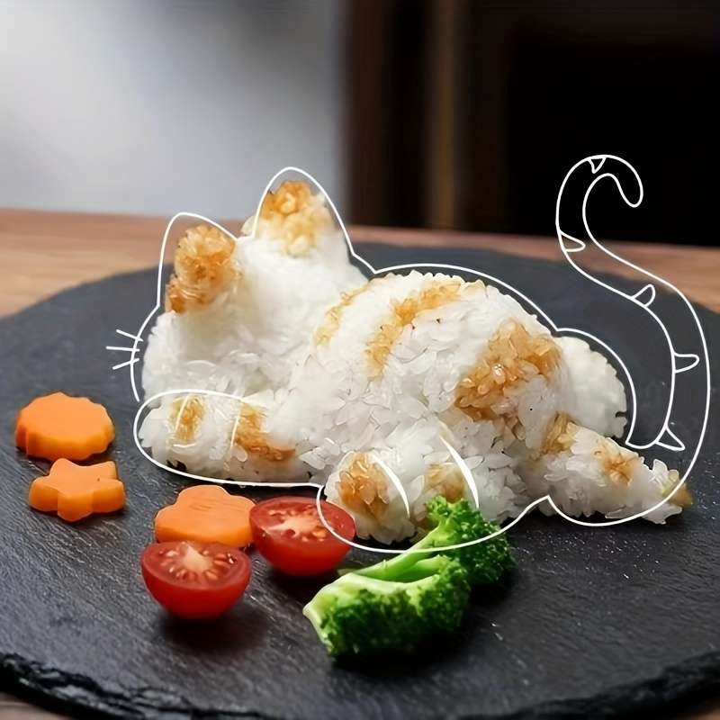 1pc WhimsyCat Creative Cat-Shaped Sushi Mold Plastic Japanese Rice Mold for DIY Sushi Making