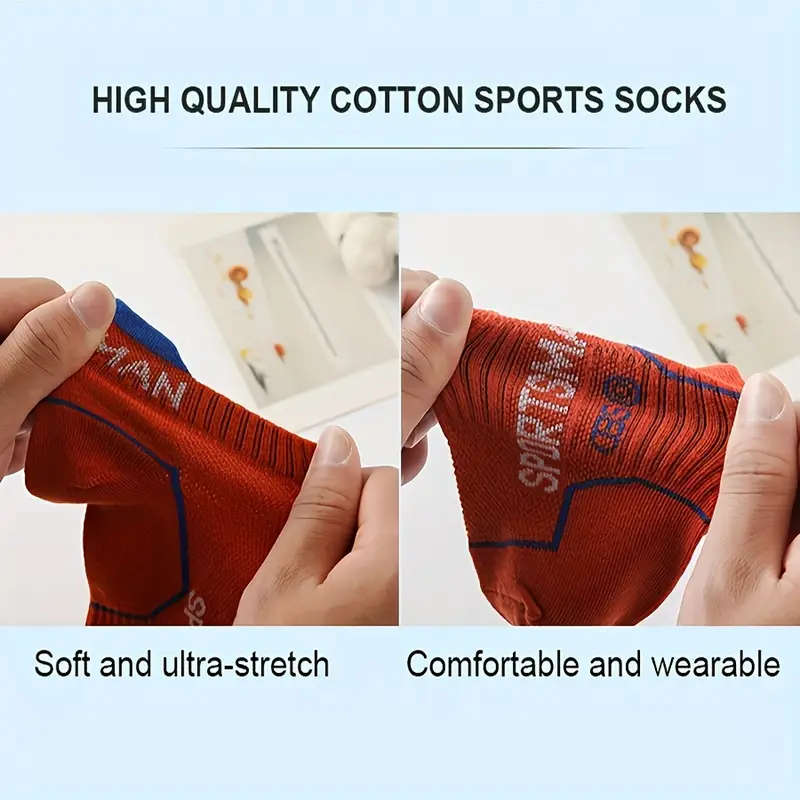 6 Pairs of Unisex Athletic Socks - Breathable Cotton
