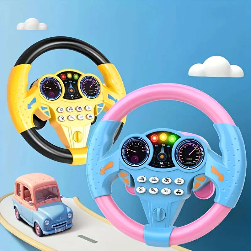 1pc Kids Driving Simulator Steering Wheel Toy with Suction Cups Interactive Car Wheel for Educationa