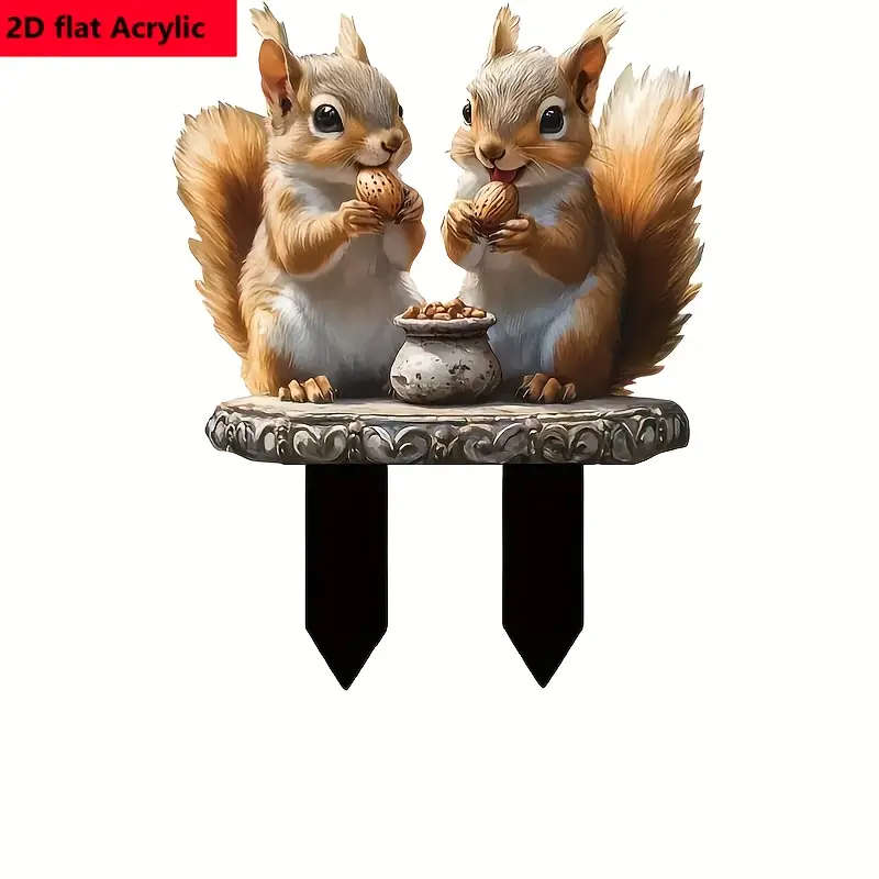 1pc Classic Bohemian Style Acrylic Squirrel Garden Stake Multi-Functional Animal Theme Outdoor Decor