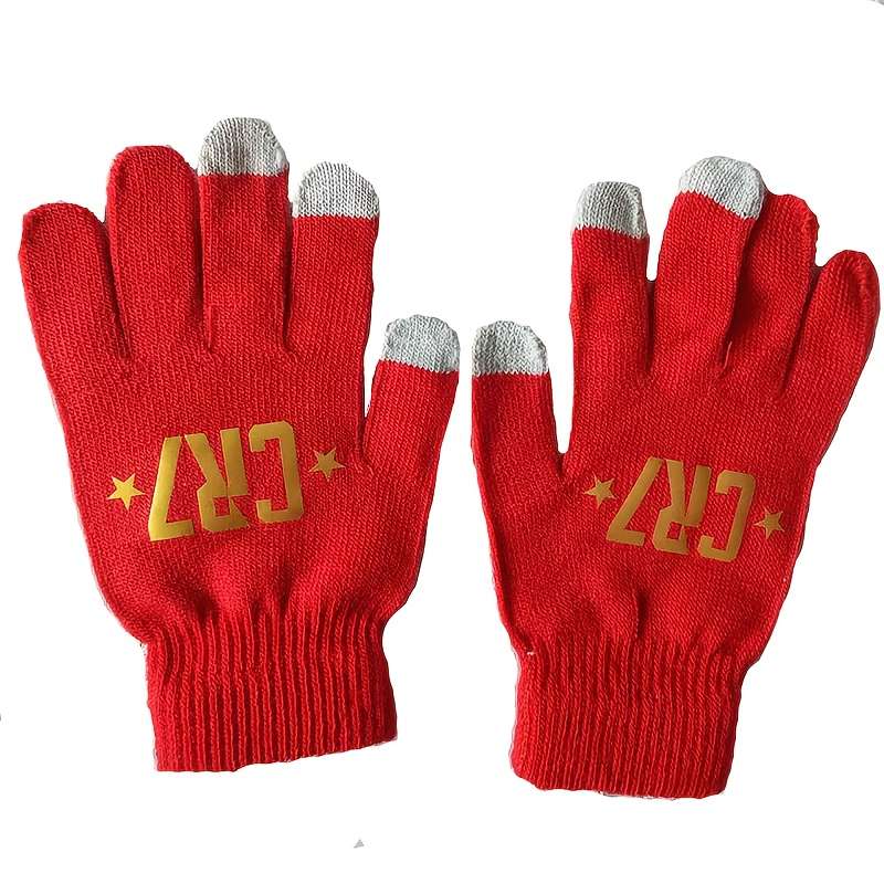 1 Pair Red Warm Gloves