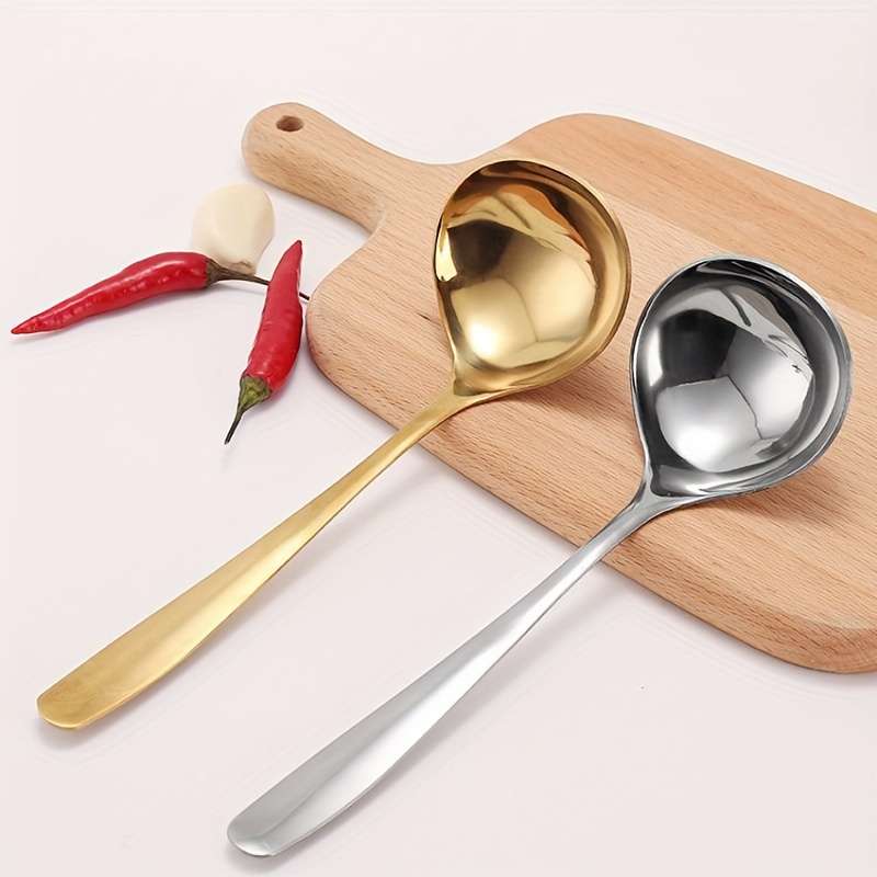 2pcs Stainless Steel Serving Spoons with Long Handles Durable Porridge Soup Hot Pot Spoons P