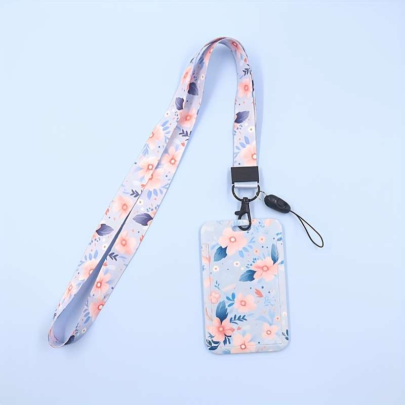 1pc Floral Patterned ID Card Holder Inspired Design Durable Plastic Material