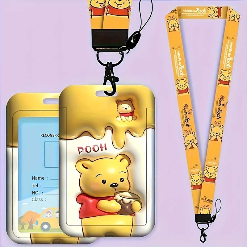 1pc Minnie Card Holder for Students Campus Work ID Mickey and Vinnie Bear Badge Access Control C