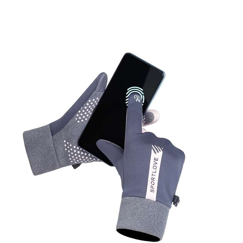 1 Pair Men Gray Warm Gloves