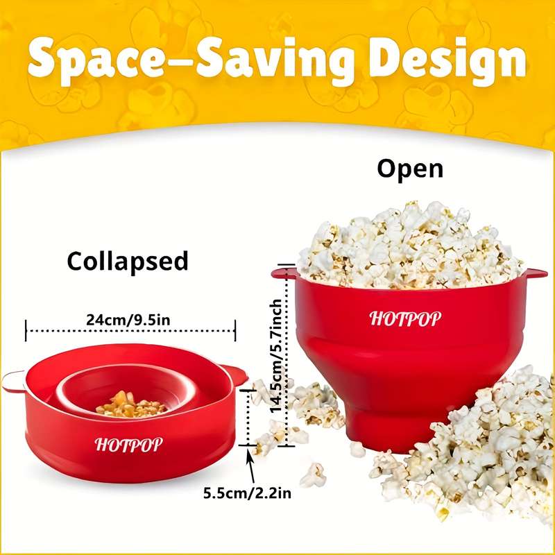 1set Microwave Popcorn Maker Popcorn Maker Foldable Bowl BPA Free and Dishwasher Safe 10 Colo