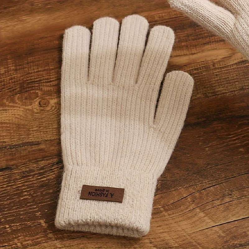 1 Pair Beige Color Warm Gloves