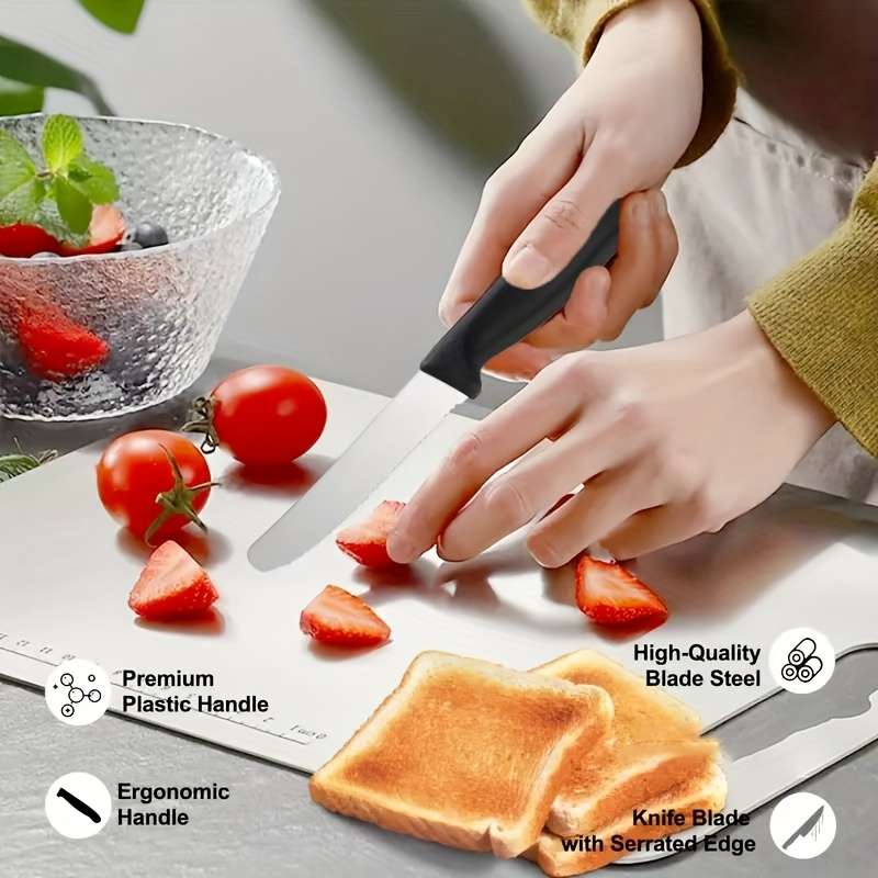 4pcs Premium Stainless Steel Knife Set Sharp Corrugated Edge for Easy Cutting Ergonomic Han