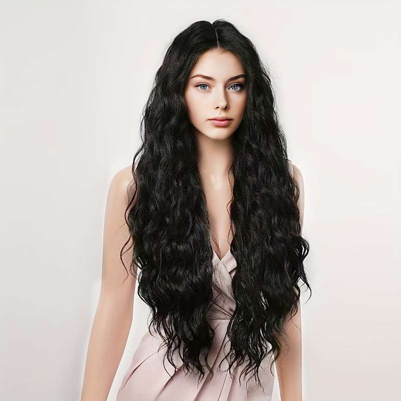 1Pc Black 60.96cm Fashion Design Wig