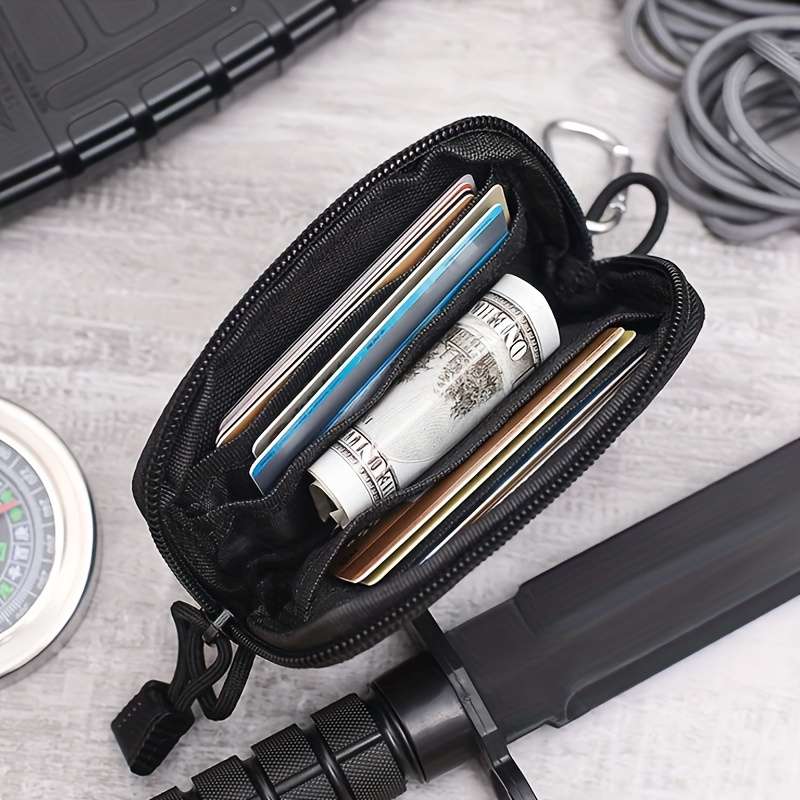 1pc Sporty Oxford Mini Waist Pouch with Clear Window Multi-Functional Coin Purse Card Holder 1 P