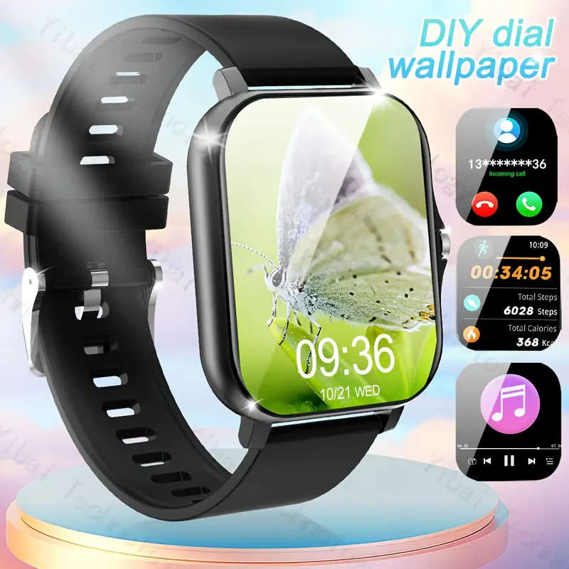 5.11cm HD Full Screen Touch Smartwatch for Men Women Fitness Tracker with Call Function Calorie