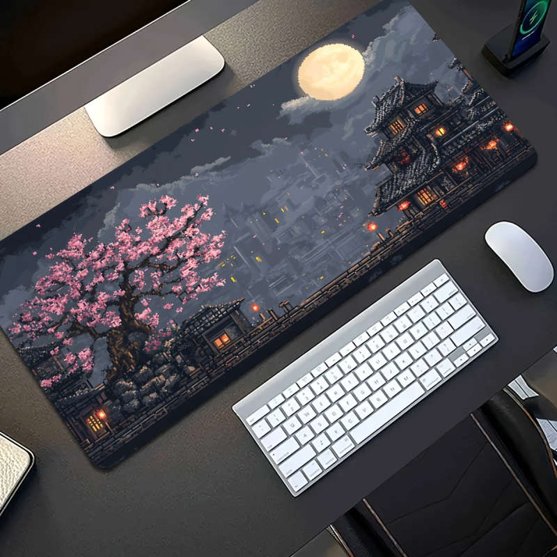 1pc 30x80cm Vibrant Cherry Blossom Night Scene Mouse Pad Gaming