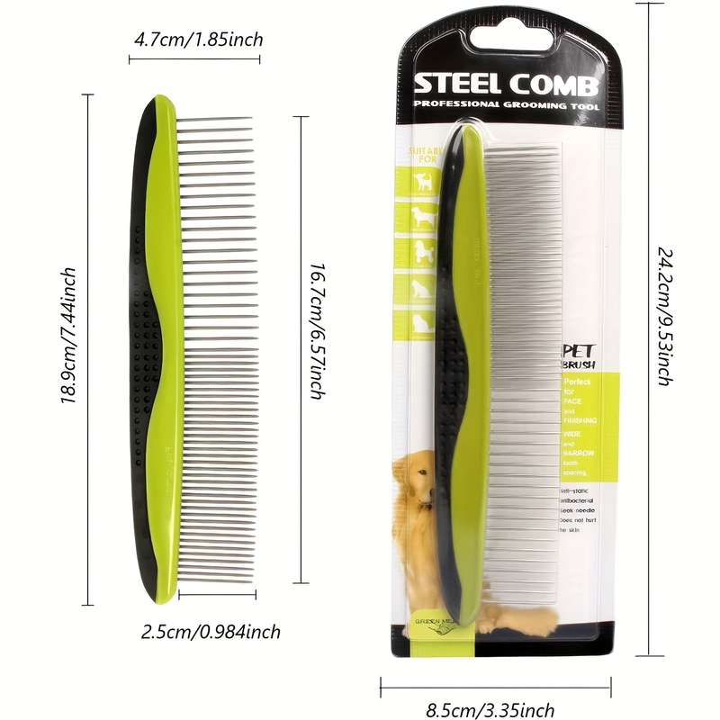 1pc Pet straight Comb Green Pet Comb