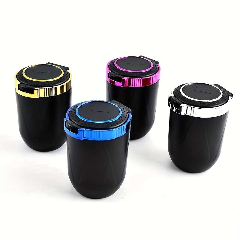 1pc Car-mounted Non-flammable Ashtray ABS + Metal Inner Structure One-Button Automatic Pop-up