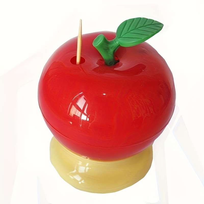 1pc Charming Red Apple-Shaped Toothpick Holder with Automatic Dispenser Realistic Design Perfect