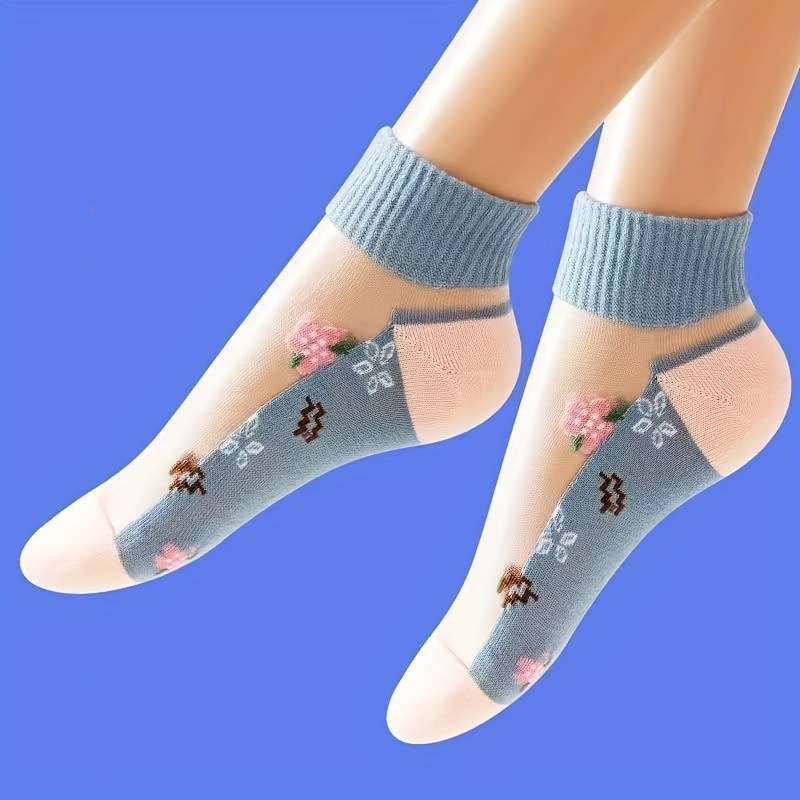 5 Pairs Random Colors One Size High Elastic Socks