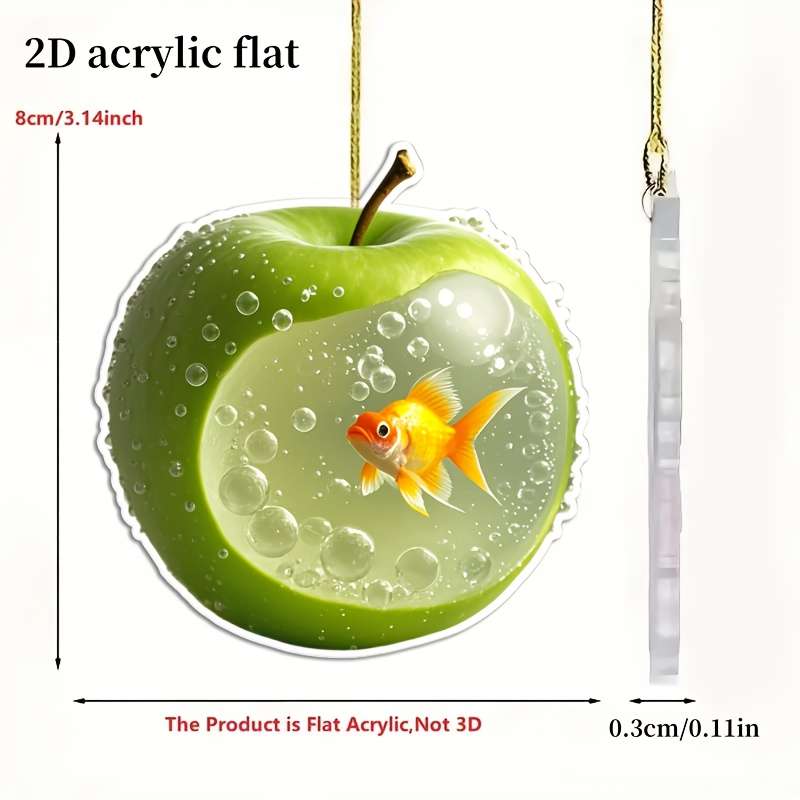 1pc 2D Flat   Art Apple and Goldfish Pendant Fashionable Fruit Hanging Decoration Suitable