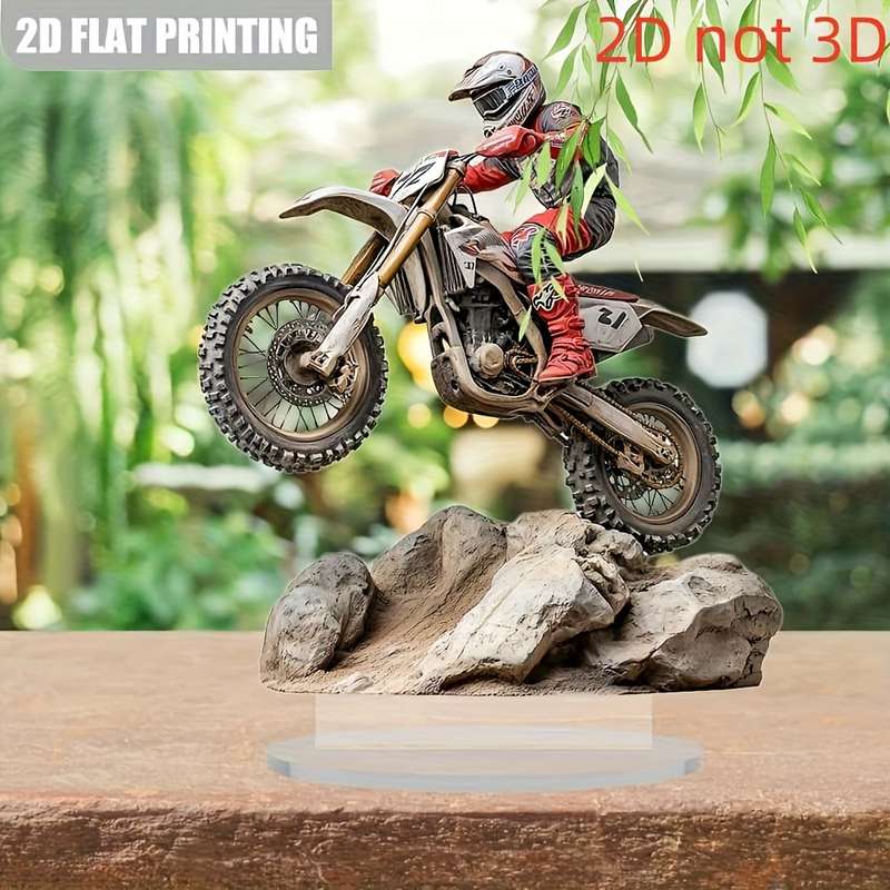 1pc 2D Flat  Printing  Not 3D Motorcycle Rider Acrylic Decor Bohemian Style Ideal for Living Ro