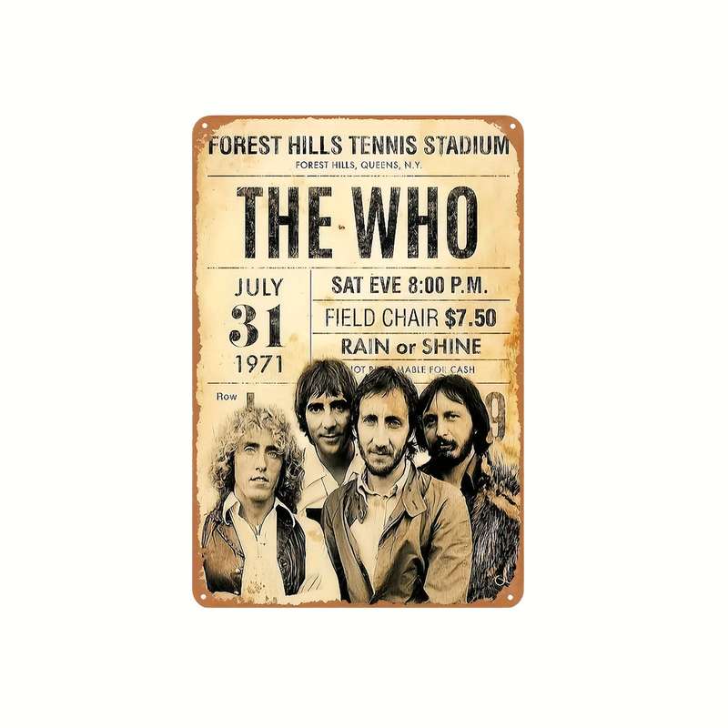 1pc Vintage 20.32x30.48cm The Who Concert Metal Wall Art Rustic Decor for Bars Clubs Cafes Off