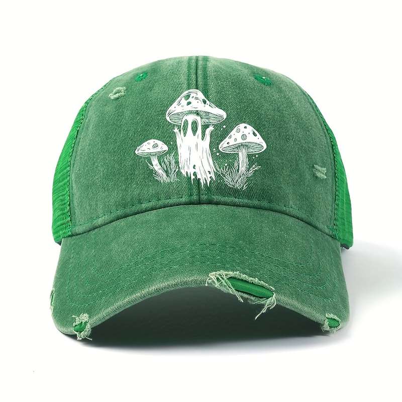 1pc Adjustable Retro Baseball Cap with Mushroom Print C Breathable Washable Dad Hat for Men Wome