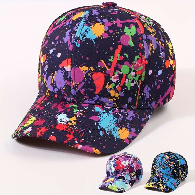 1pc Tie Dye Graffiti Baseball Cap Trendy Hip Hop Print Dad Hats Lightweight Adjustable Sports Hats