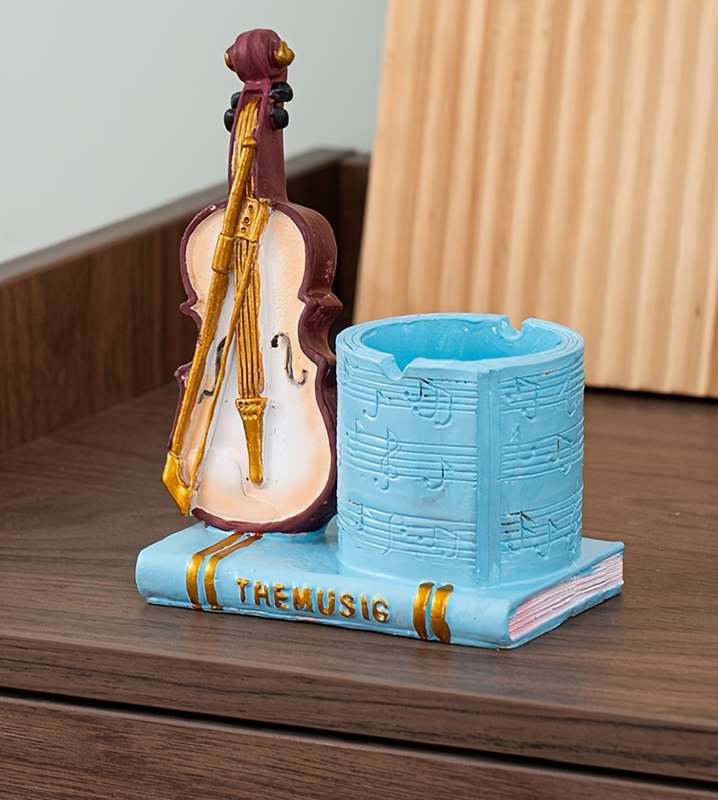 1pc Vintage Violin Ashtray Unique Resin Craft for Home Bar Decor Romantic Gift Idea