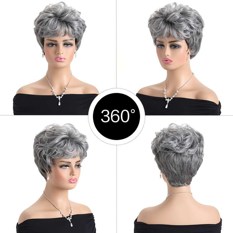 1Pc Gray 25.4cm Fashion Design Wig