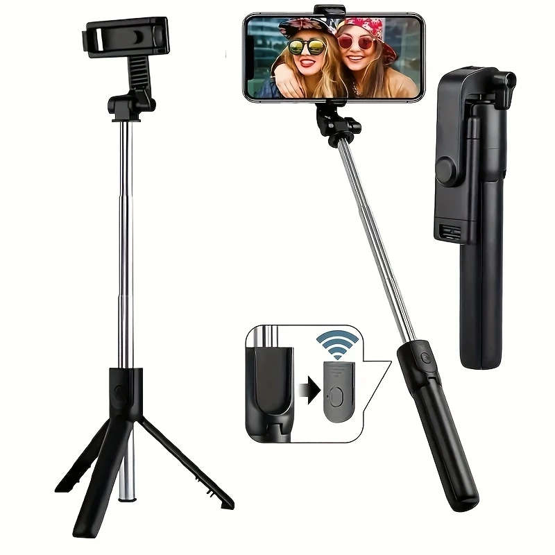 1pc Mobile Selfie Stick Retractable Tripod with Wireless Remote Compatible with iPhone and Android S
