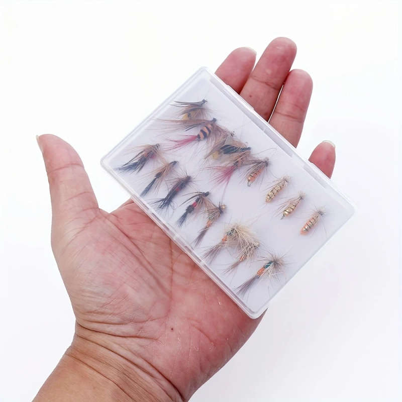16pcs Hand-Tied Fly Fishing Lure Set Mixed Colors PVC Stainless Steel Hooks for Trout Bass Perch
