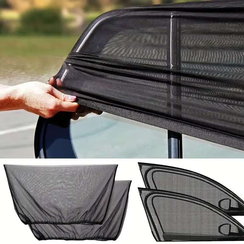 4pcs Polyester Car Sunshade Screen UV Protection Anti-Mosquito Insulation Reflective Awnings