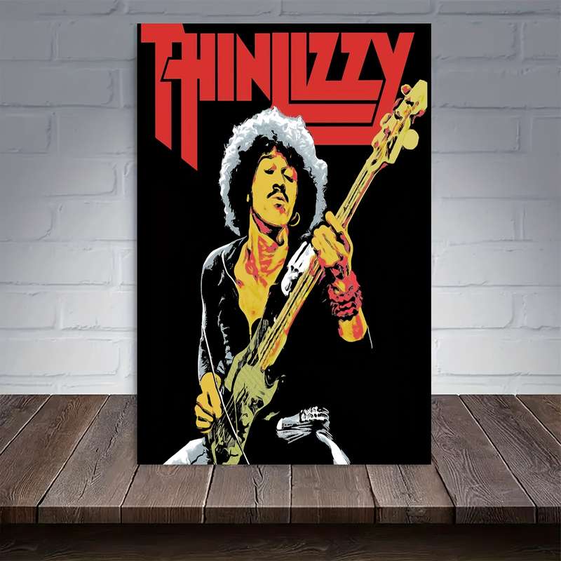 1pc Vintage Music Canvas Poster 30.48x45.72cm Frameless Wall Art Featuring Thin Lizzy Lead Singer