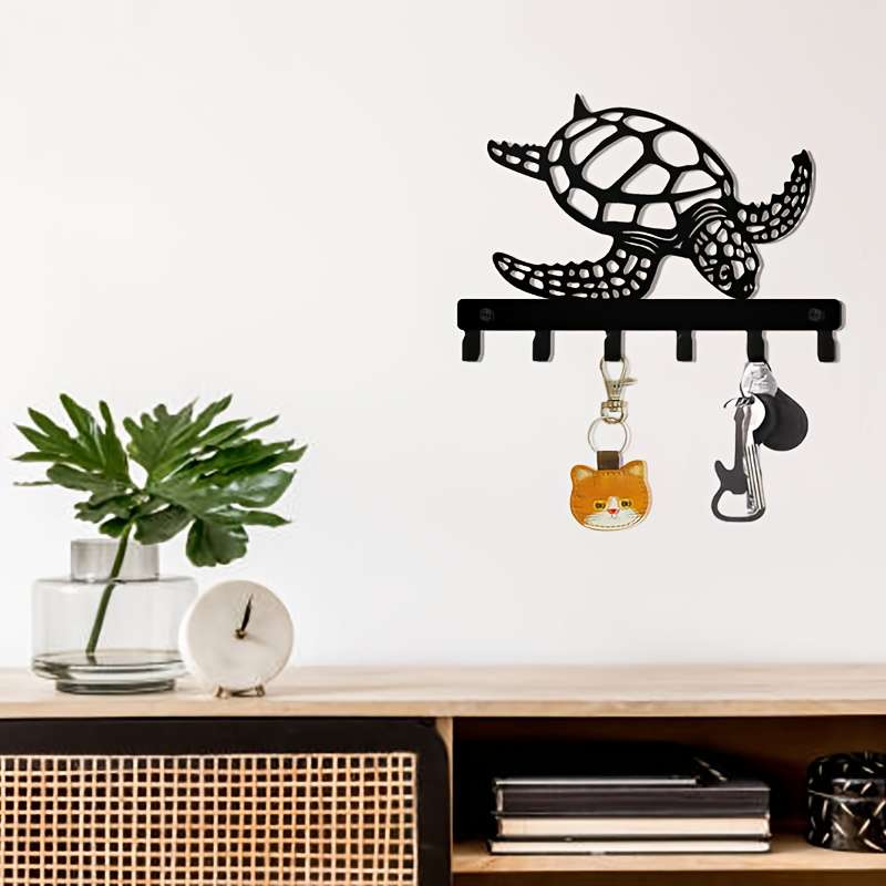 This is 1pc of turtle metal decorative key hook keychain rack door back wall garage key hook decor