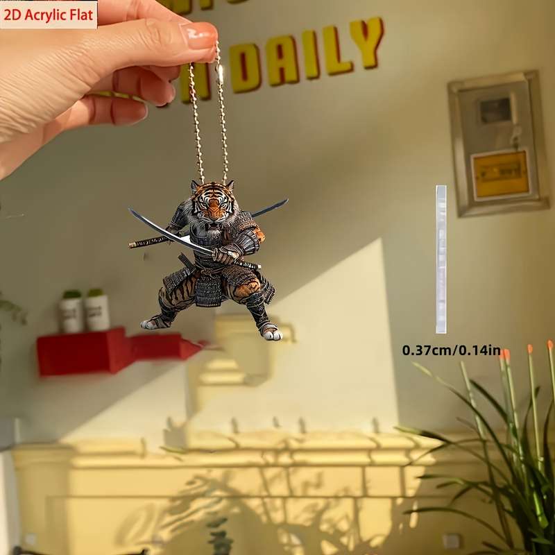 1pc 2D Flat  s  Acrylic Plane Car Hanging Decoration Big Tiger Warrior Armor Pendant P
