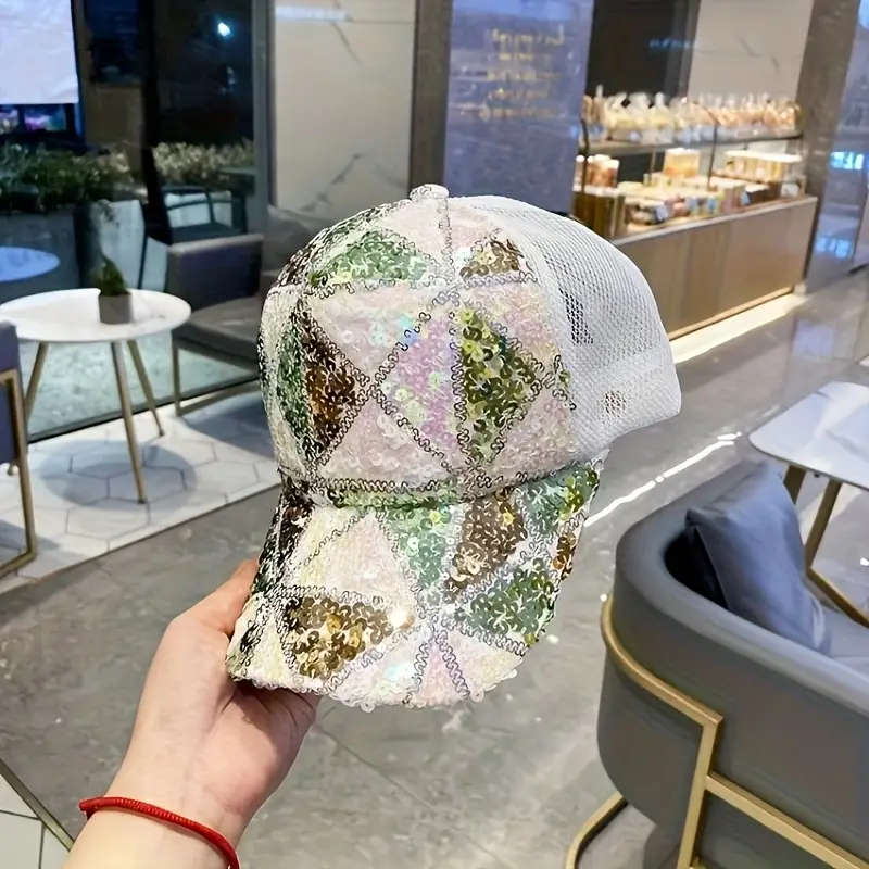 Women's Colorful Sequined Baseball Cap