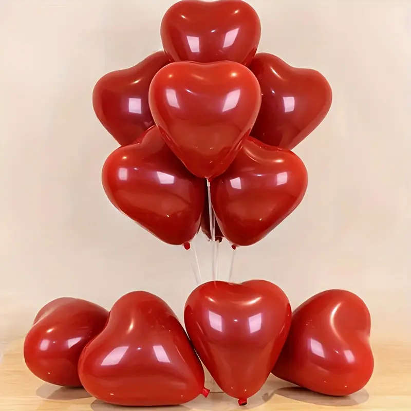 20 Red Heart-Shaped Balloons