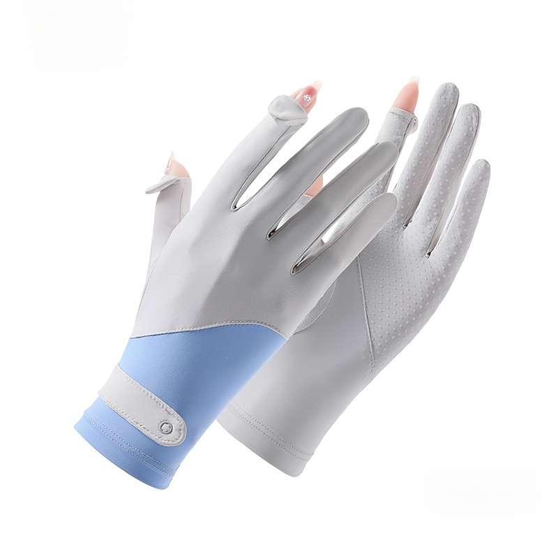 1 Pair Gray Blue Breathable Non Slip Gloves