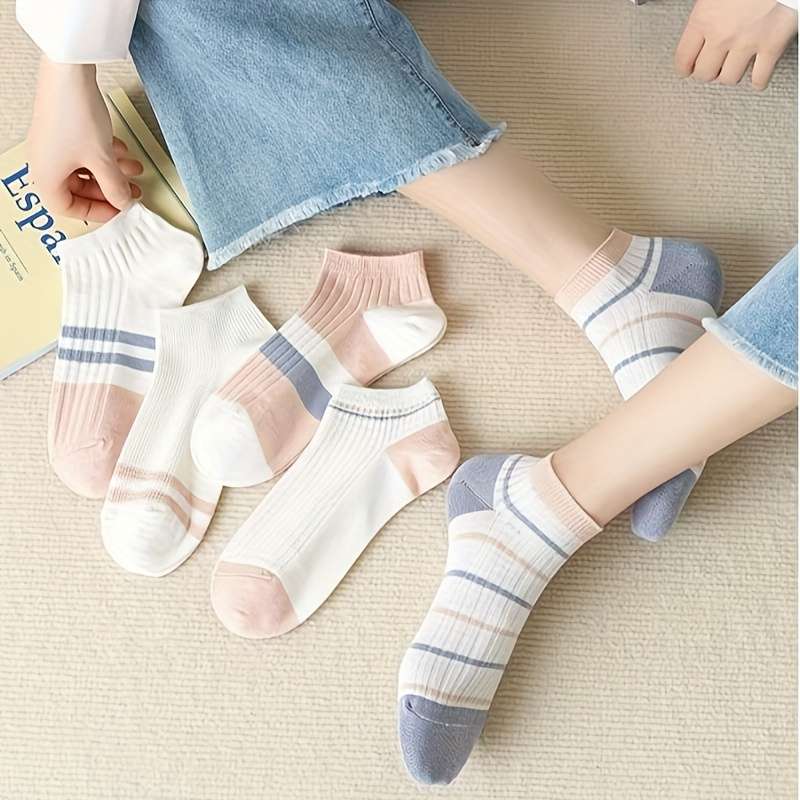 5 Pairs Mixed Colors One Size High Elastic Socks