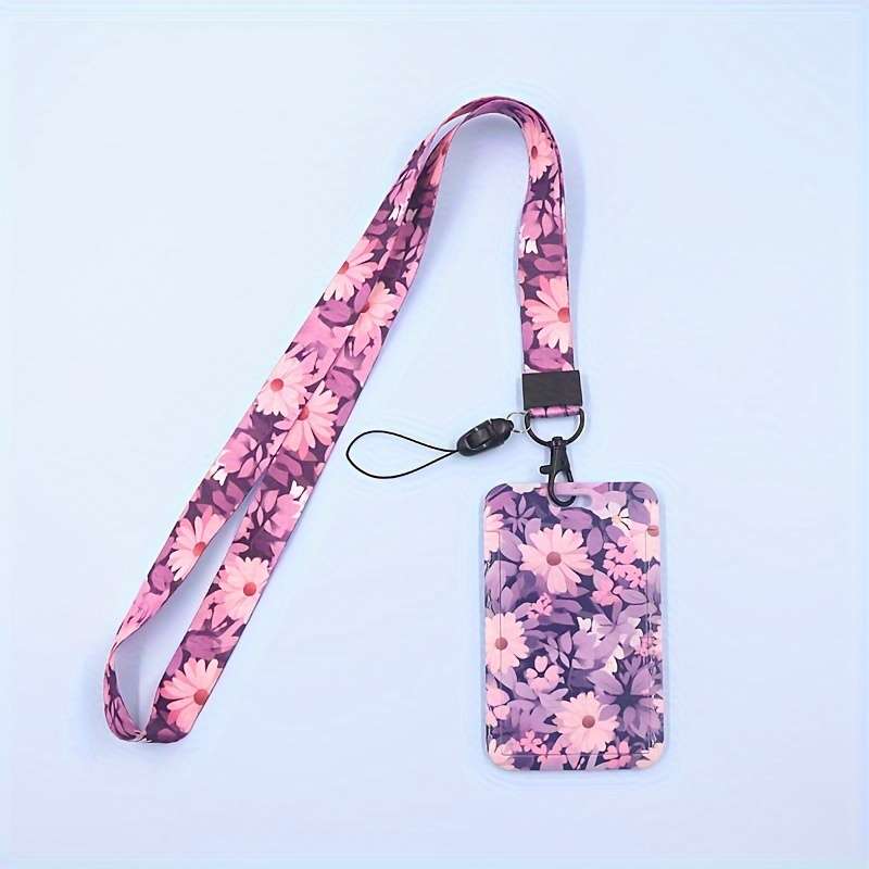1pc Floral Patterned ID Card Holder Inspired Design Durable Plastic Material