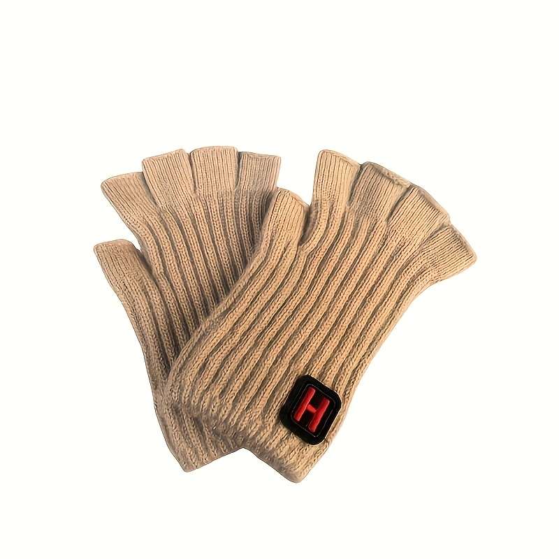 1 Pair Coffee Color Warm Touchscreen Fingerless Gloves