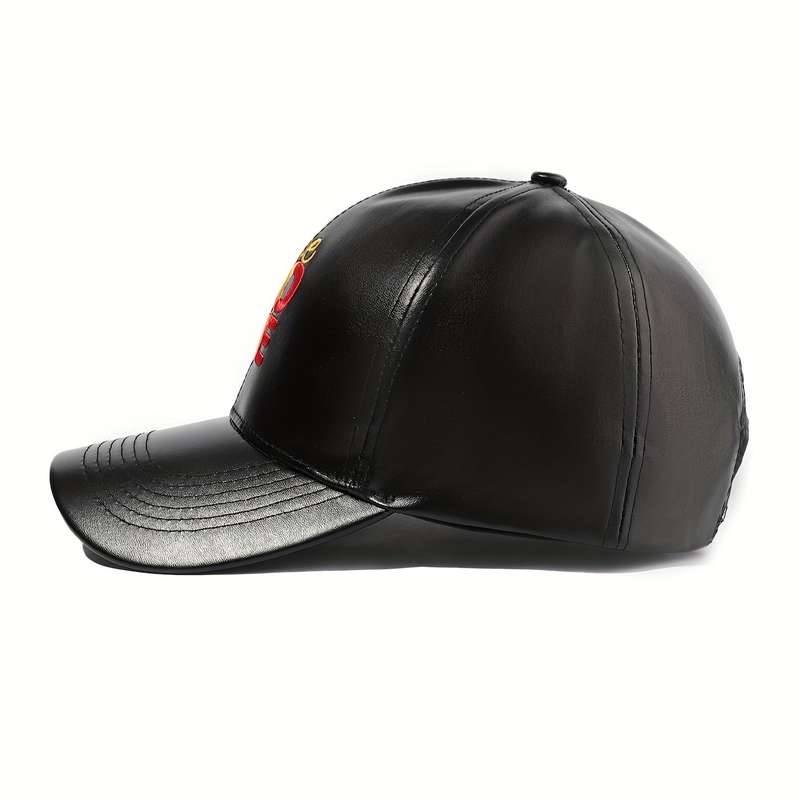 1pc Street Personality Simple PU Leather ONE LOVE Embroidered Baseball Cap Suitable for Outdoor