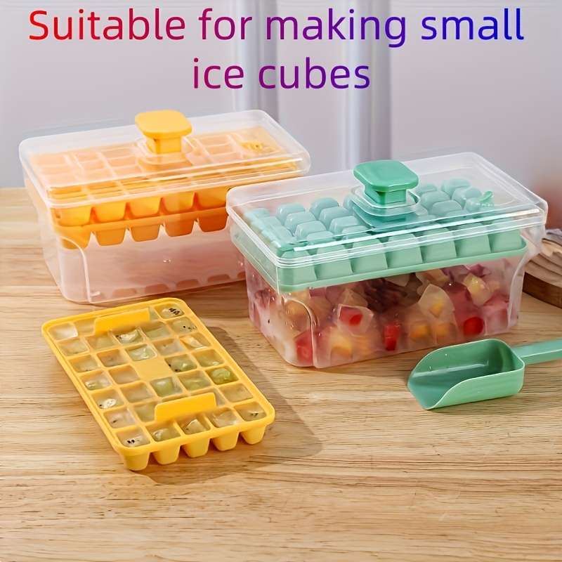 68-Cavity Double-Layer Press Type Ice Cube Tray with Storage Box Quick-Freeze Ice Maker for B