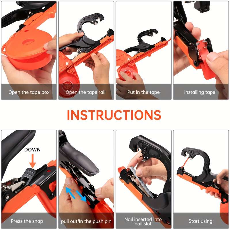 1 Set Orange Plant Tying Machine For Grapes With 10 Rolls Tapes 10000Pcs Staples