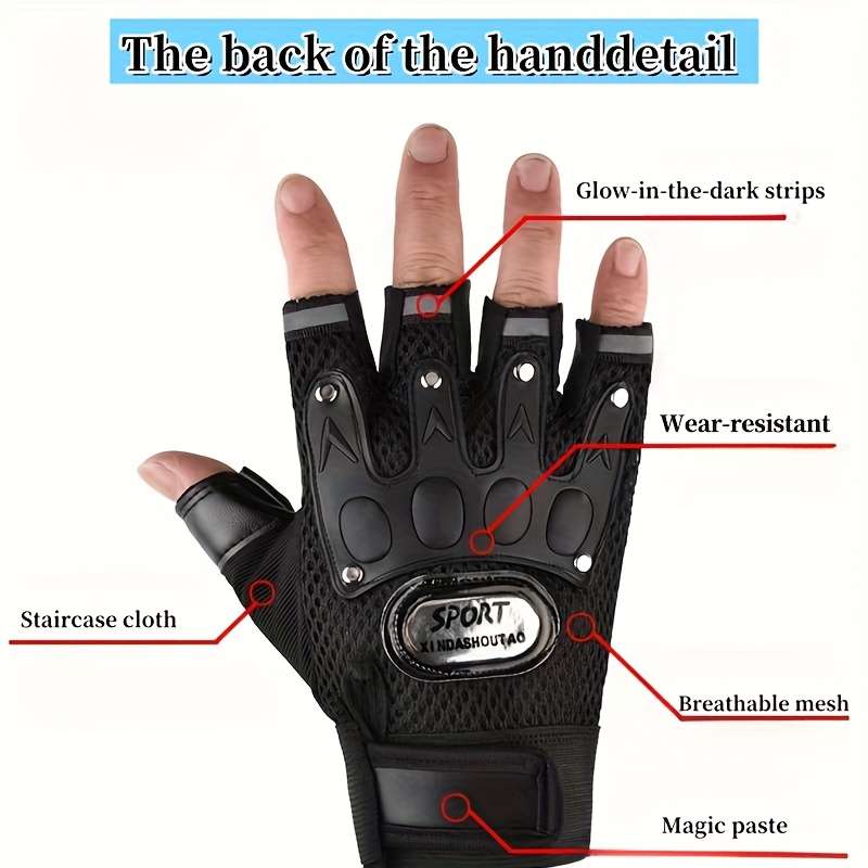 1 Pair Black Outdoor Sports Gloves