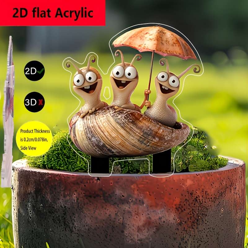 1pc 2D Flat  Whimsical Snail Garden Sign Decoration Waterproof Acrylic Outdoor Art for Thanksgivi