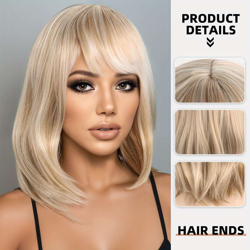 1Pc Light Goldena 40.64cm Fashion Design Wig